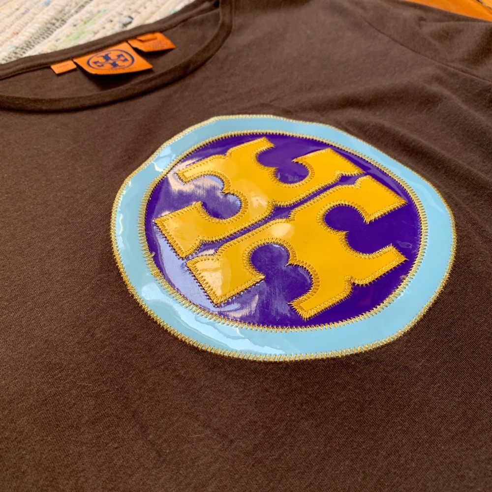 Tory Burch Brown Long Sleeve Tee with LOGO